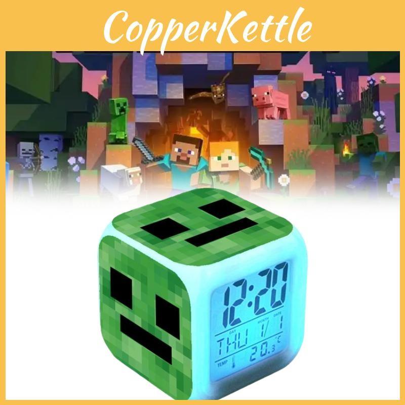 Colourful Minecraft Changing Alarm Clock With Lcd Screen Calendar For Home Use
