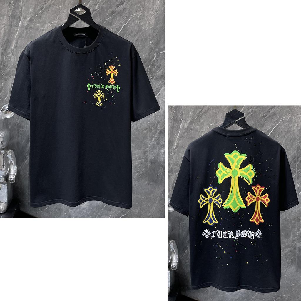 8959 CHROME HEARTS 2026 Summer New High Quality Cotton Round Neck Loose Large Size Men's and Women's T-shirt Couple T-shirt