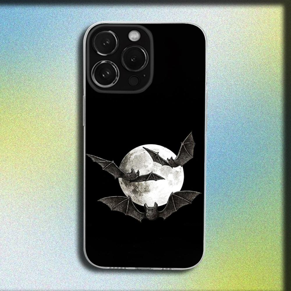 Goth Vampire Bat Gothic Phone Case For iPhone 16,15,14,13,12,11 Plus,Pro,Max,XR,XS,X,Plus,SE,Mini Transparent Soft Cover