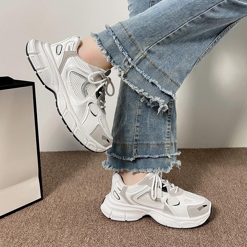 Popular Dad Shoes Women 2025 New Spring and Summer Thick Soles Increase Height Versatile Little White Running Breathable Mesh Sneakers Women