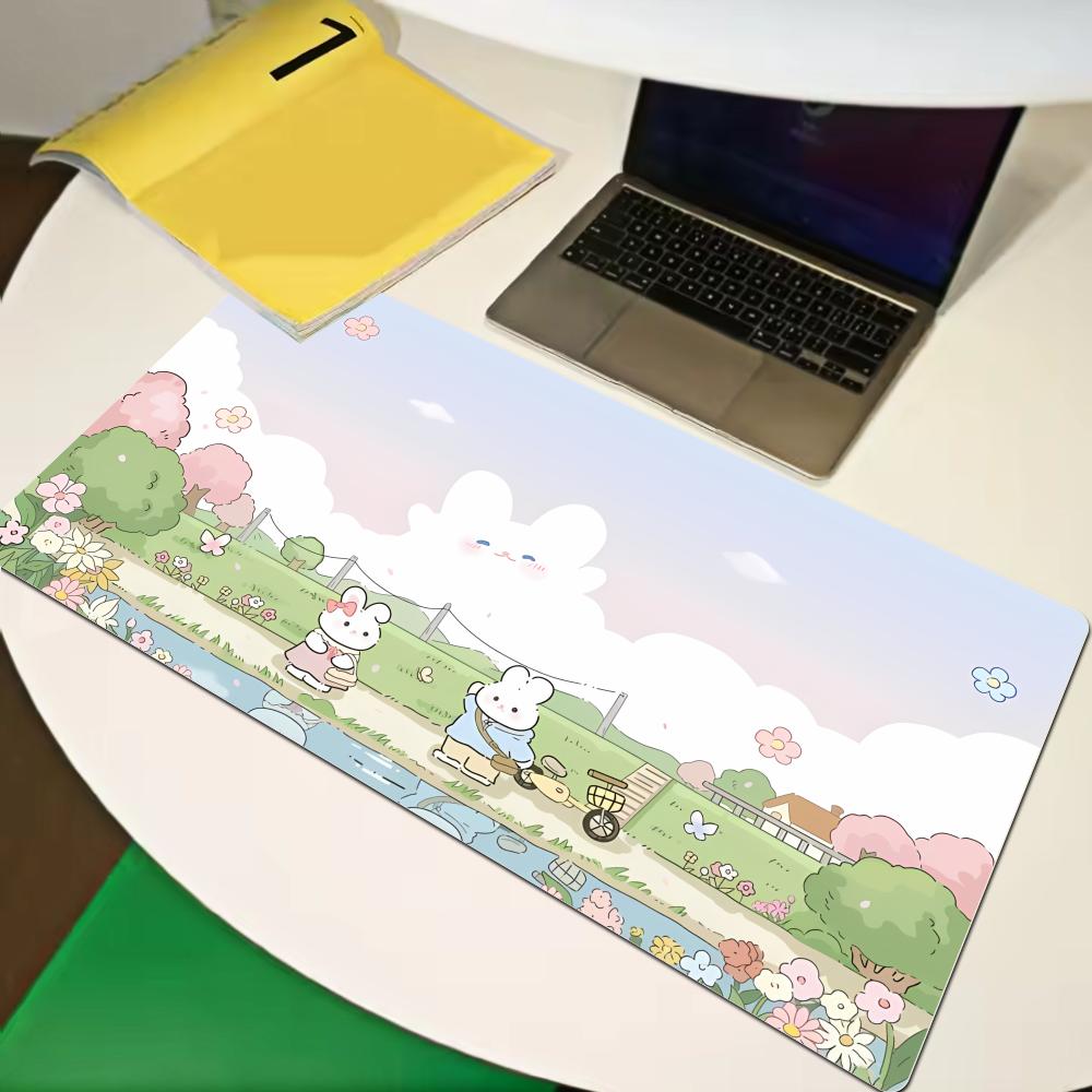Gaming Keyboardpad Office Soft NonSlip Carpet Rubber Mice Pad New Models Cute Rabbit Pink Anime Mousepad Home Hd Print Xaxc