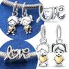925 Silver New Couple Series Love Boy&Girl Dangle Charms Heart Beads Fit Bracelet for Women Diy Fine Jewelry Gift
