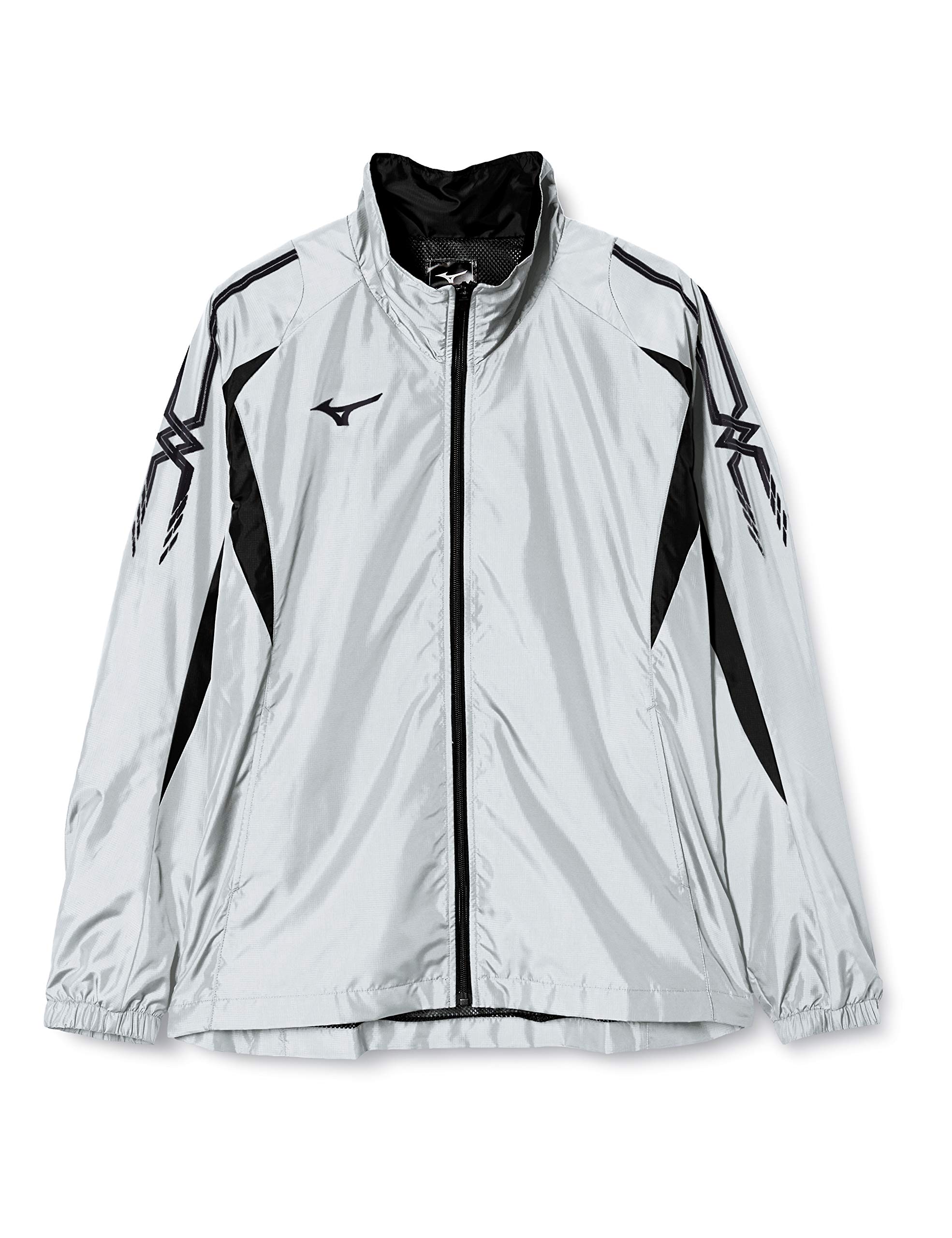 

Mizuno Training Wear Windbreaker Shirt Vapor Size 32JE8015 Jacket, Water-Repellent, Sweat-Wicking, Quick-Drying, Unisex, Silver/Black, L,