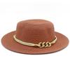 European and American spring and summer sunscreen metal buckle accessories sunshade jazz straw hat fashion celebrity vacation beach top hat
