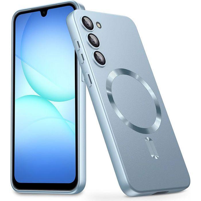 Coque de Protection - BOOLING - Samsung Galaxy A17 4G/5G - Silicone Slim avec Cercle Magnétique Bleu