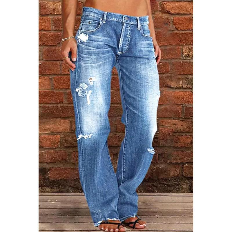 Women's Tulip High Waist Raw Edge Jeans NK205