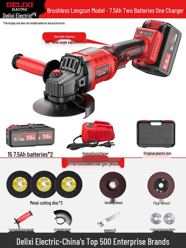 Delixi Rechargeable Brushless Angle Grinder Kit