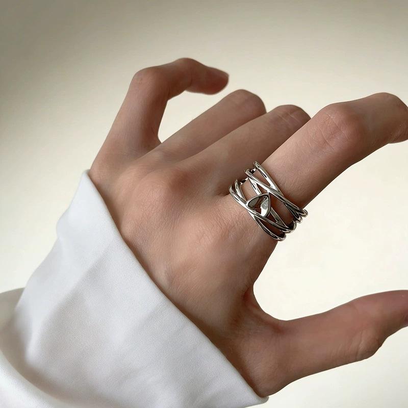 Retro Mehrschichtiger Herzring für Damen - Einzigartig, Öffnungsfähig, Hip-Hop-Stil, Perfekt für den Zeigefinger