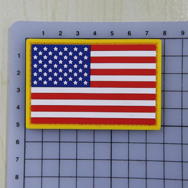 Customized Size PVC Rubber Morale Patches USA American Flag Soft Rubber PVC Label