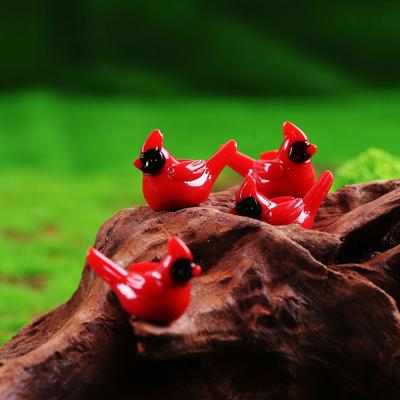 10 Pcs Mini Resin Red Cardinal Bird Figurines Tiny Cardinal Figurine Christmas Ornaments for Gift Xmas Miniature Garden Cake Topper Christmas Decor