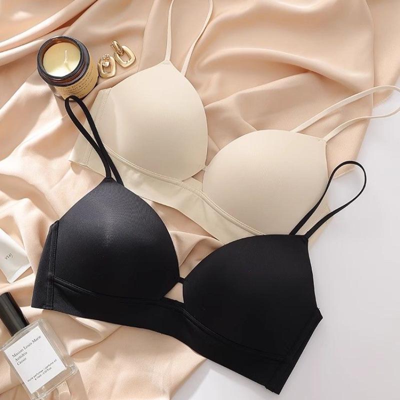 Bezešvá hluboká V tenká nařasená podprsenka bez kostic, pocit nahoty, pohodlná, beze stop