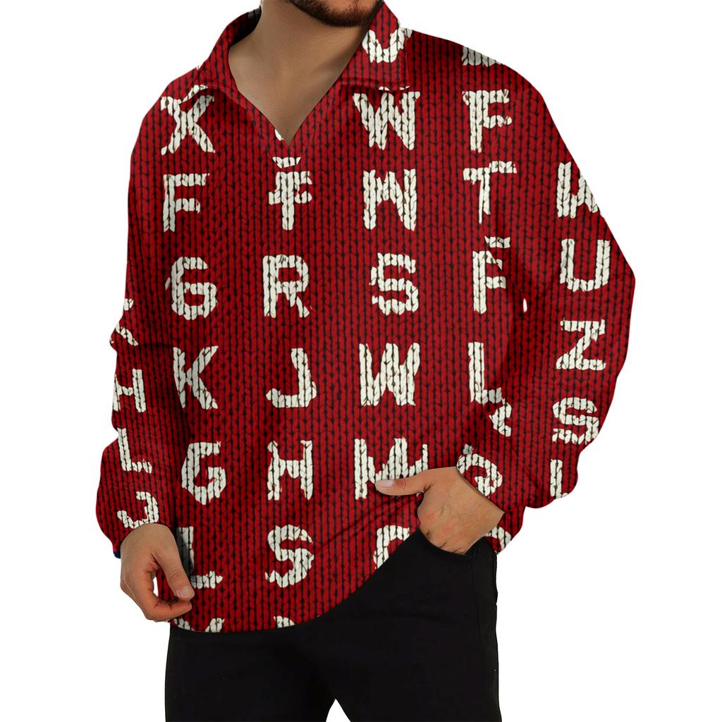 Men's Casual Collared Long-Sleeve Knit Base Layer Top