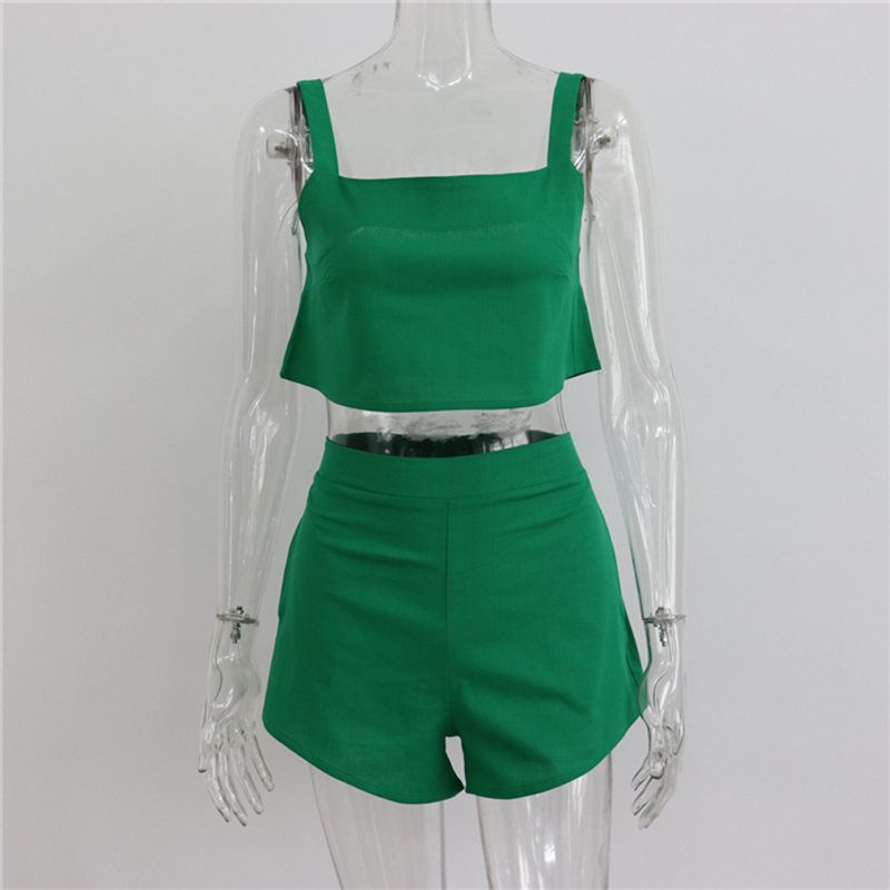 

Fashion Vest Shorts Set Sling Green L