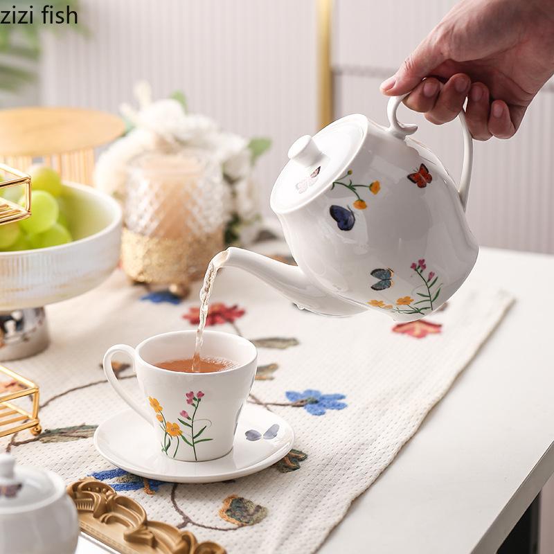 Ceramic Coffee Cups and Plates Afternoon Tea Mug Kettle Flower Tea Pot Water Bottle Water Cup Sugar Tank Milk Pot Coffee Pots