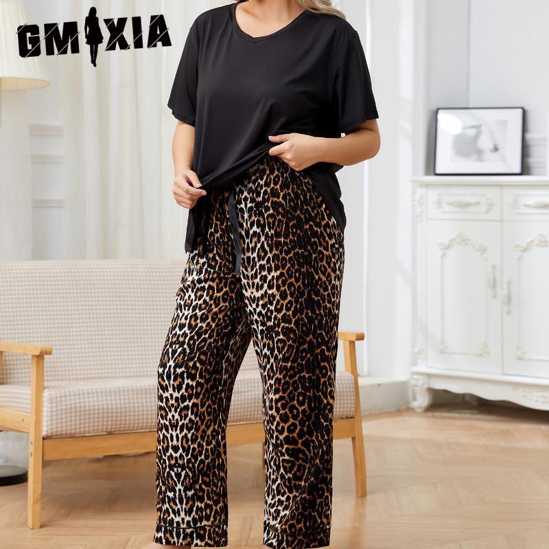 GMXIA Große Größe Pyjama Damen Frühling und Herbst Hausanzug Kann draußen getragen werden