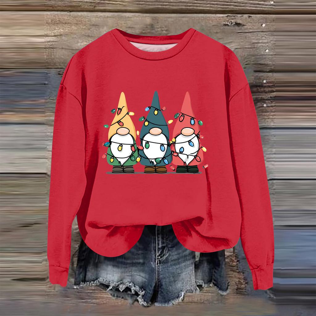 Women's Fashion Casual Long Sleeve Loose Christmas Printed Sweatshirt