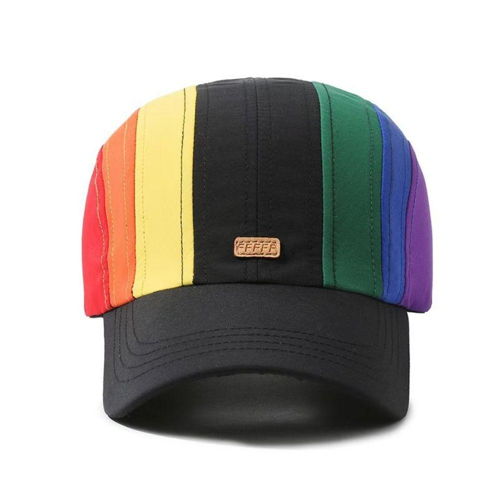 Color Matching Rainbow Baseball Caps UV Protection Men Sun Hats Snapback Cap  Outdoor Sports