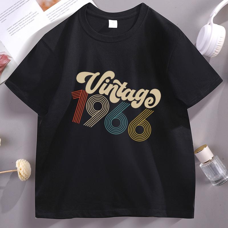 

Vintage 1966 Retro T-Shirt 60th Birthday Short Sleeve Tshirt Pullover Round Neck Cotton Short Sleeve T Shirt Breathable Clothes 5XL різнокольоровий