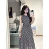 Plaid Neck Sleeveless Vest Dress Children's Summer New Small High-end Irregular Long Dress