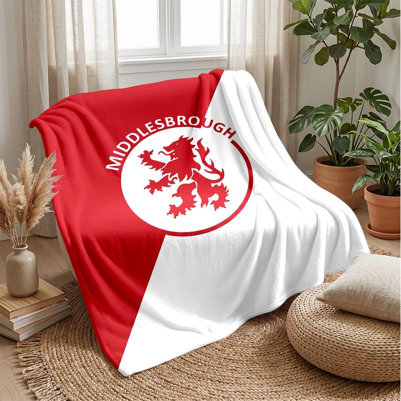 Middlesbrough FC Coperta Morbida in Pile di Flanella Leggera Accogliente Calda Plaid per Divano Letto Decorazione Casa