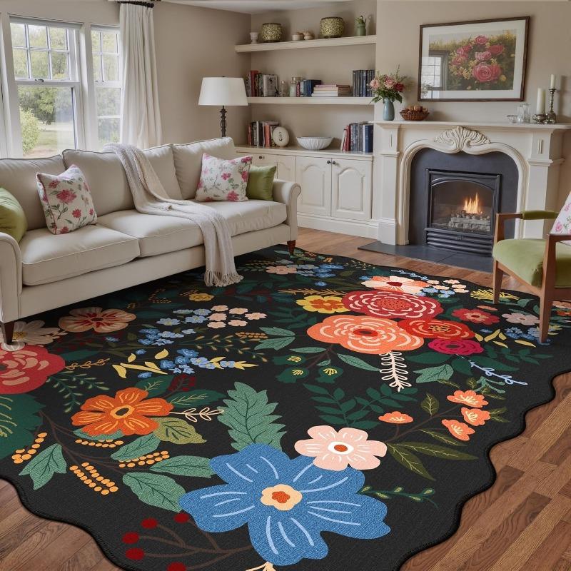 Retro Floral Living Room Carpet Large Area Light Luxury Bedroom Rug Thicken Plush Fashion Advanced Coffee Table Mats Alfombra 