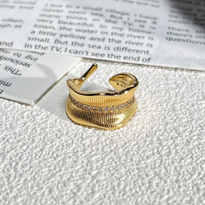 2026 Court Style Retro Heavy Industry Geometric Irregular Brushed Open Ring Women Ins Light Luxury Fashion Exquisite Index Finger Ring
