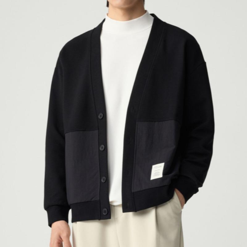 Spring New Men's Simple Loose V-neck Sweater Cardigan Jacket