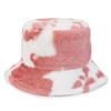 Black and white cow pattern bucket hat autumn and winter plush warm shopping versatile basin hat