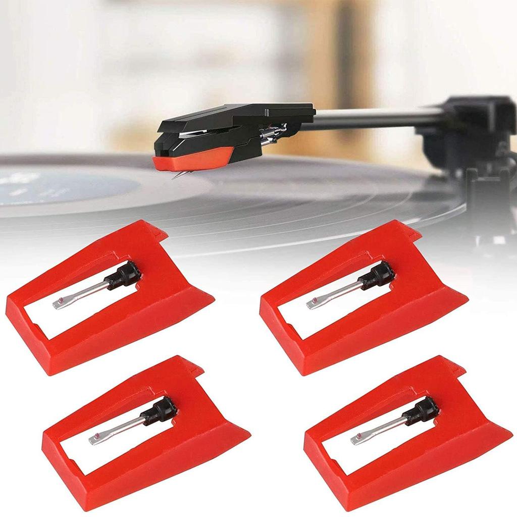 Set of 4 Phonograph Needle Diamond Stylus with Turntable Cartridge Record Player Needle Replacement Record Player Supply