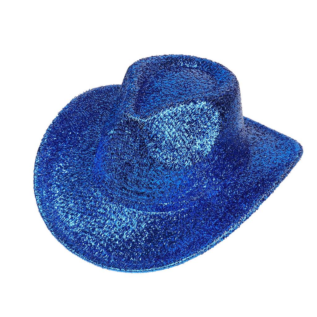 Glitzerndes Cowboyhut Unisex Westernstil Breiter Rand Fedora Hut für Party Festival Cosplay