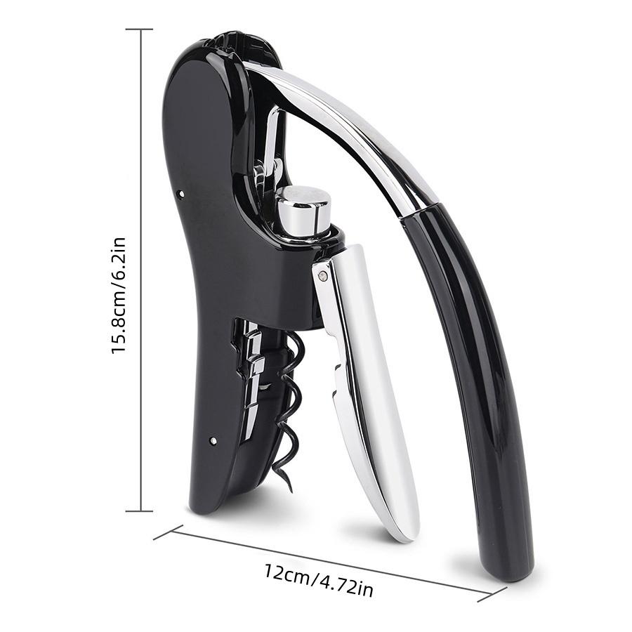 Wine Bottle Opener Manual Vertical Lever Corkscrew with Foil Cutter and Extra Spiral Manual Handheld Corkscrew