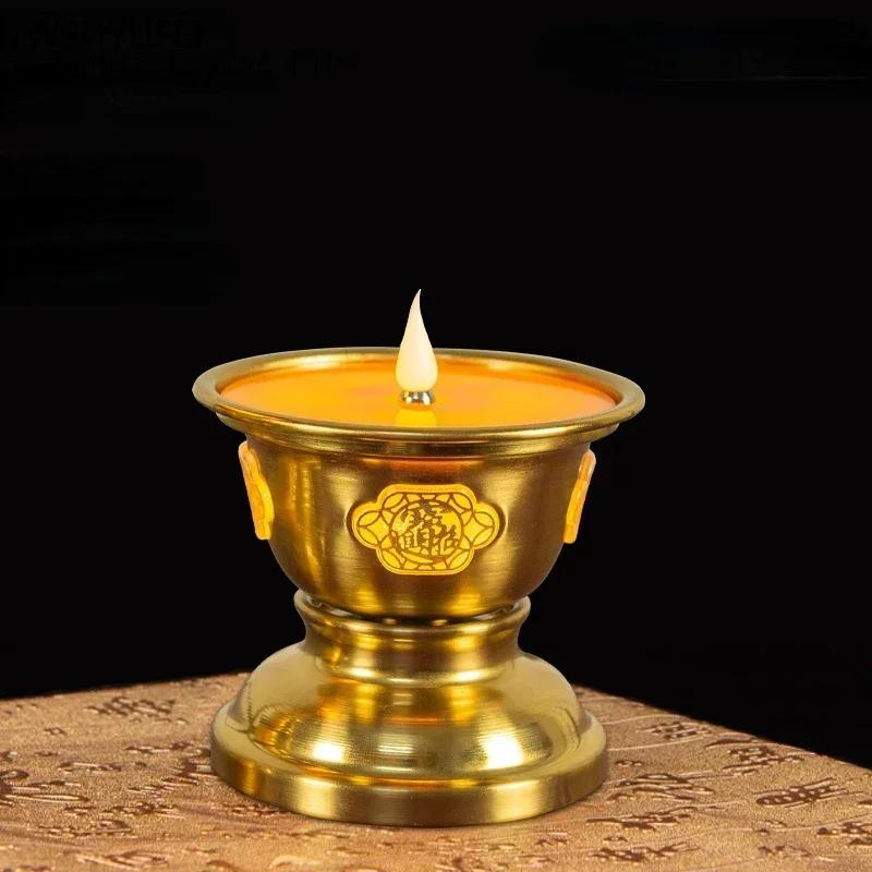 Simulated Candlestick Alloy Buddhist Temple Offerings Buddhist Artifacts Living Room Decoration Plug In 110V~220V