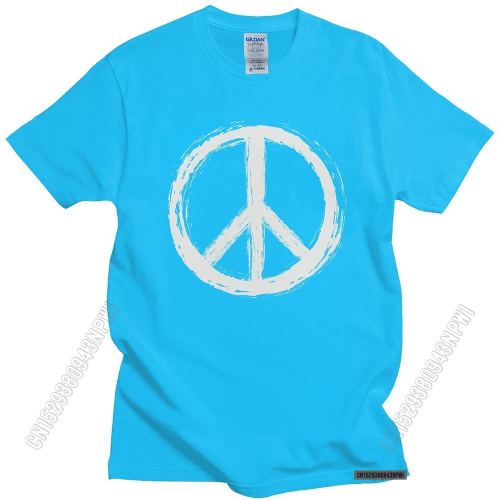 Vintage Peace Sign T Shirt Short Sleeve Casual Uniform Tee Tops 100% Cotton Urban Tshirt Slim Fit T-Shirt Merch