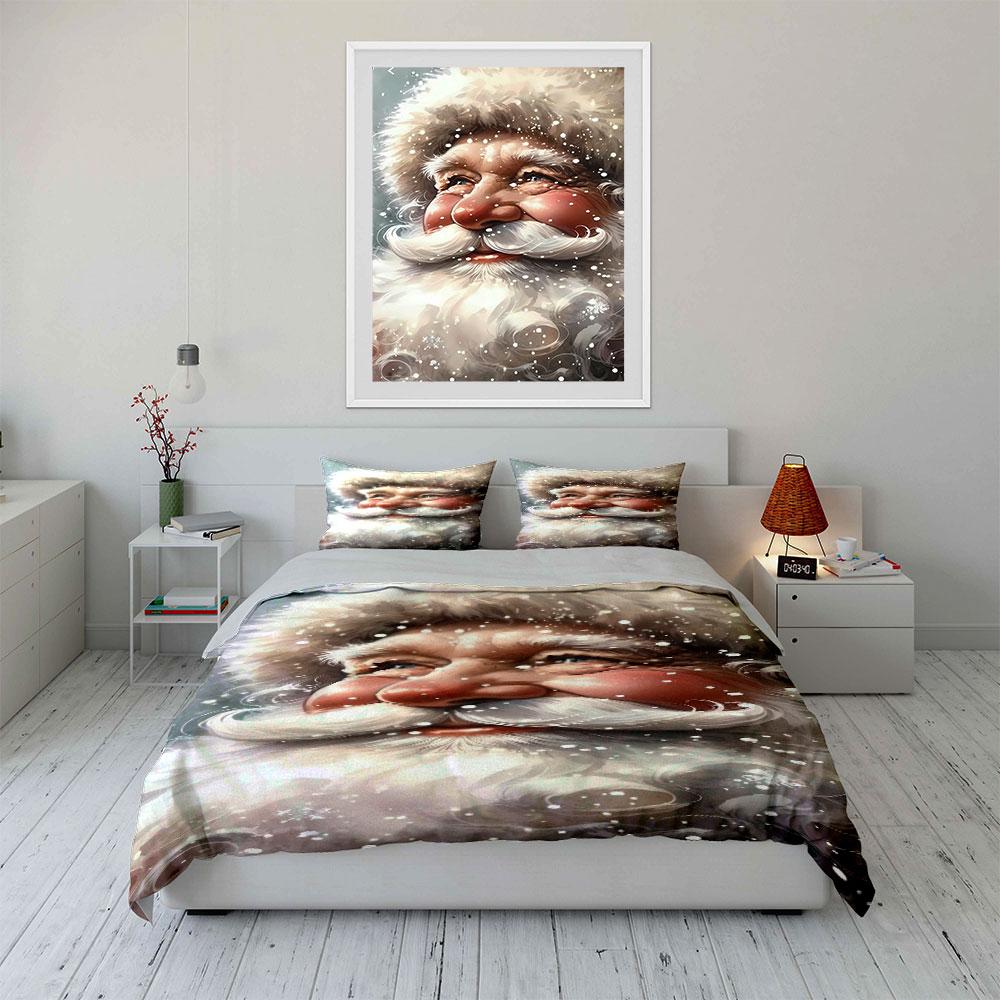 Santa Claus Face Pattern. Bedding Sets Duvet Cover Sets Duvet Covers Pillowcases(1 * Duvet Cover 2 * Pillowcases Without Duvet Insert)