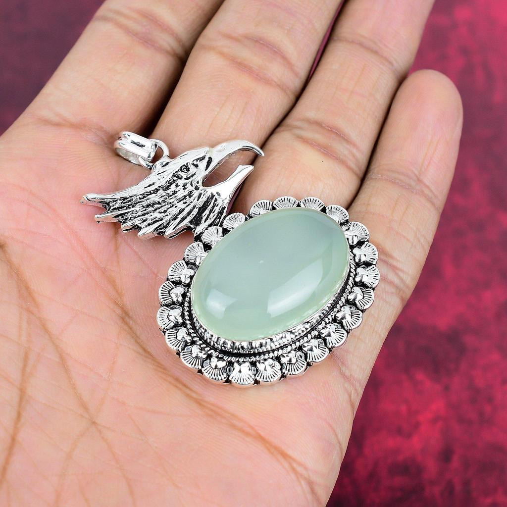 Aqua Chalcedon Ručně vyráběné šperky z drahokamů, 925 Ryzí stříbro Přívěsek Unikátní design Šperky, Pro ženy