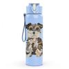1pz Illustrazione Cucciolo di Schnauzer 750ml Bottiglia d'Acqua Sportiva in Plastica Colorata Tappo Flip a Cannuccia Anti-perdita Adatta per Sport Ufficio Uso Domestico