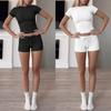 New European & American Women's Slim Fit Round Neck Short-Sleeve T-shirt Set