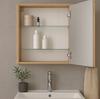 Functional hanging bathroom cabinet with mirror 60x60 cm, craft oak Salsa
