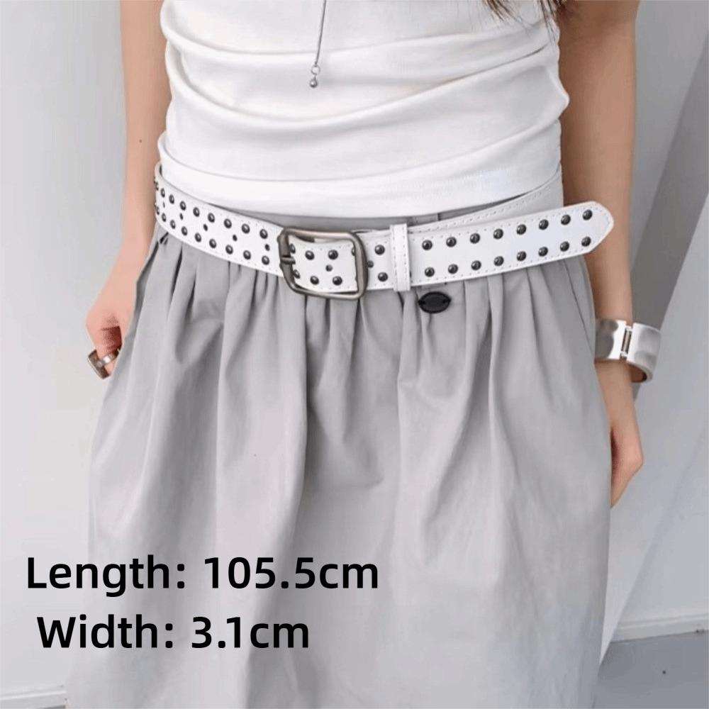 Pin Buckle Suede Belt Rivet Design Pin Buckle Belt Versatile Leather Belt  For Women