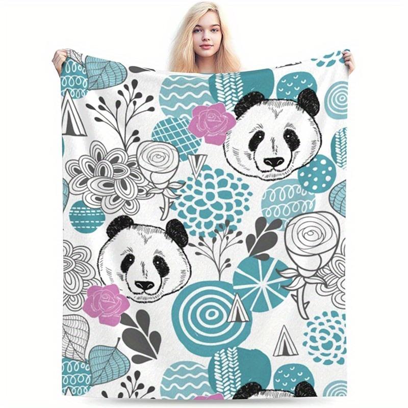 

1pc Retro Panda Pattern Blanket Polyester Fabric Machine Washable Suitable for Bedroom and Living Room Decoration 75x100cm