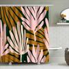 Pink Palm Leaves Shower Curtain Green Gold Colorful Bathtub Liner For Home Bathroom Decor Size 69X70 In