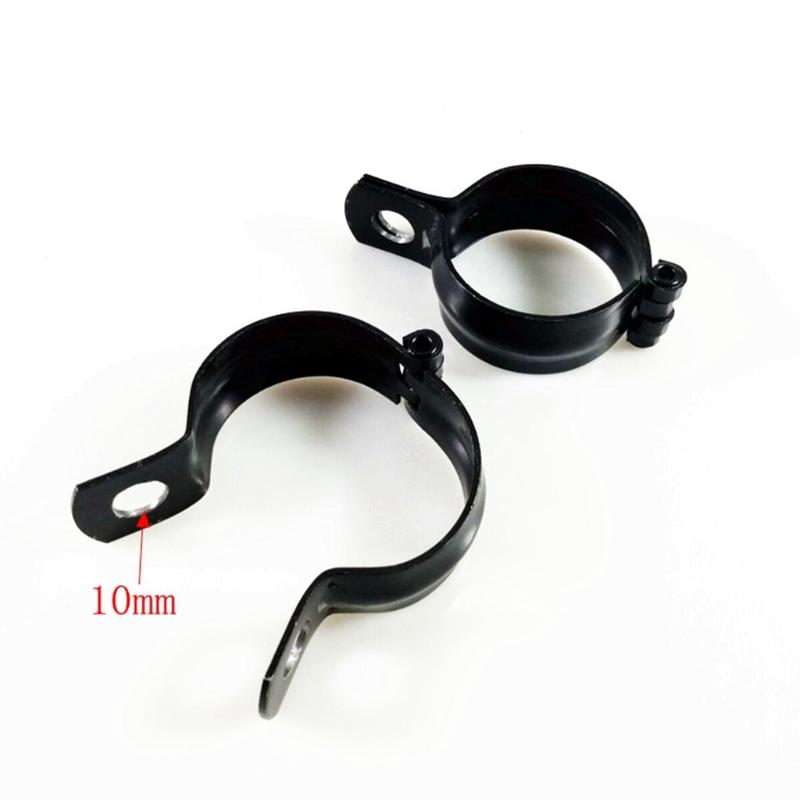 2pcs Spotlight Mount Brackets Stable Light Clamp Holders Replaceable Motorcycle Light Parts - Black / Silver