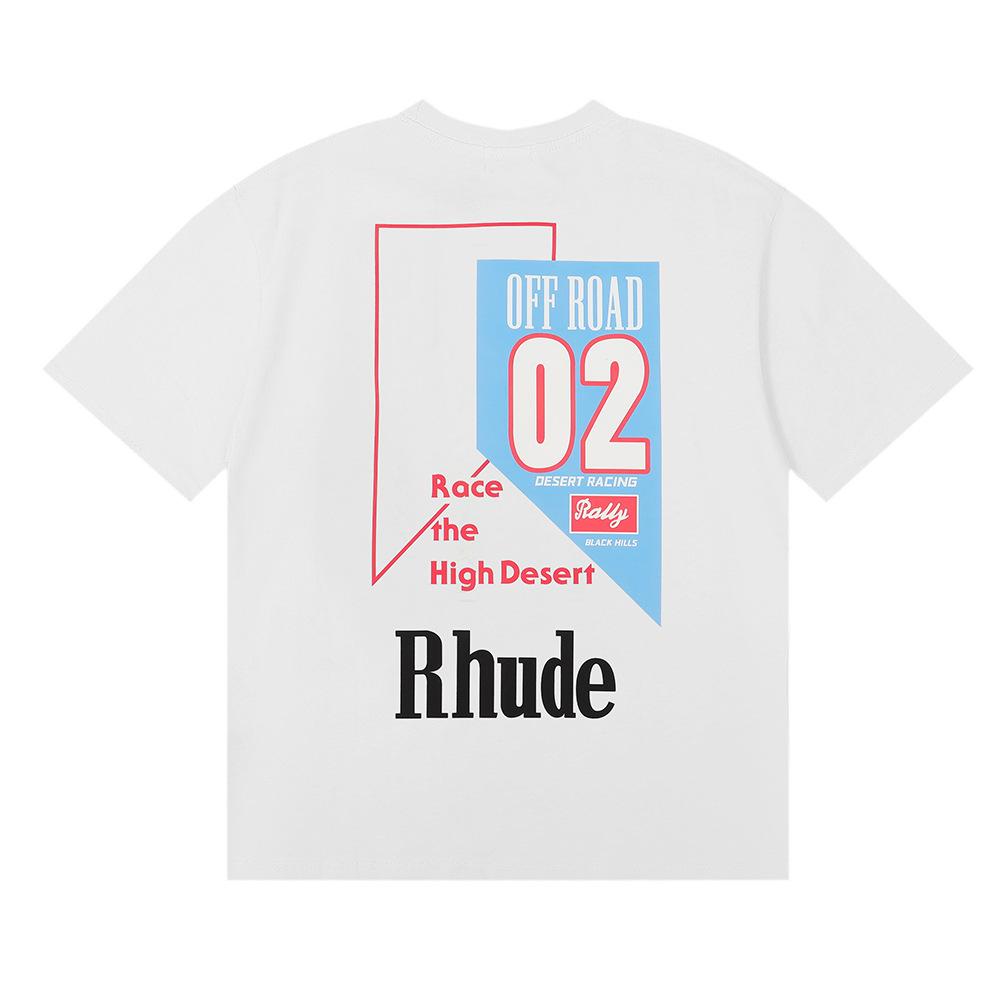 23SS cross-border European and American tide brand RHUDE micro-standard track letter printing short-sleeved t-shirt men's and women's high street 