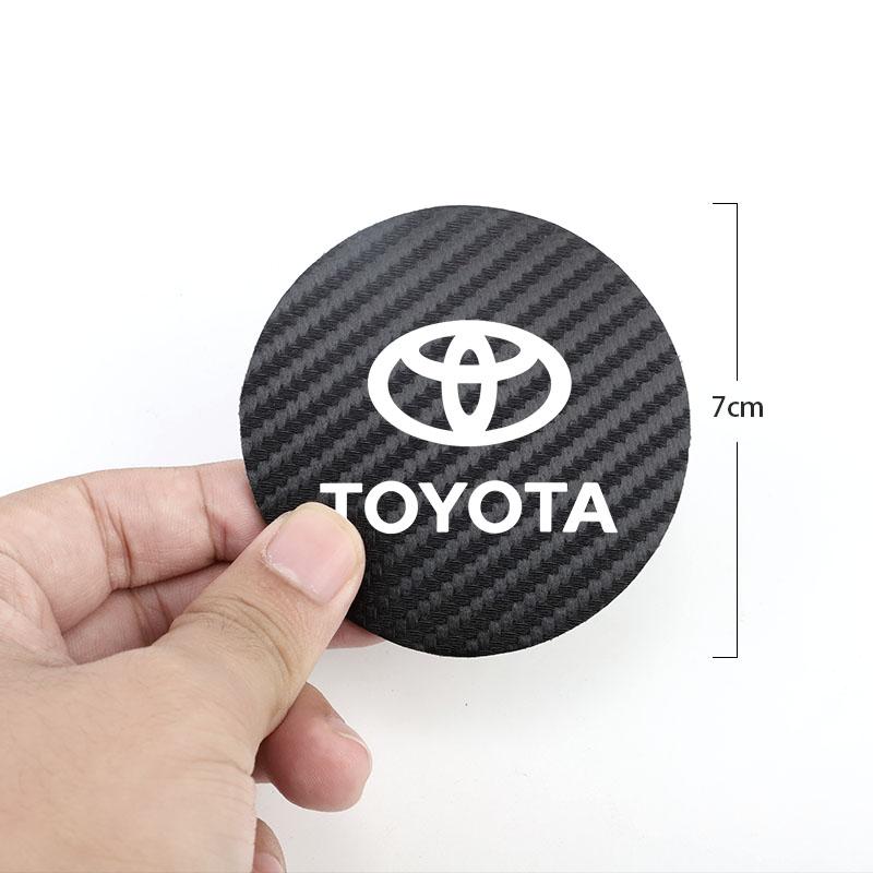 Tyre Valve Core 2Pcs Leather Coaster Anti-noise Water Cup Pad Cushion For Toyota TRD Gazoo Racing Corolla Yaris Chr Auris Rav4