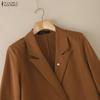 ZANZEA Lässiger Damen-Blazer mit Umlegekragen, langen Ärmeln und dünner Strickjacke