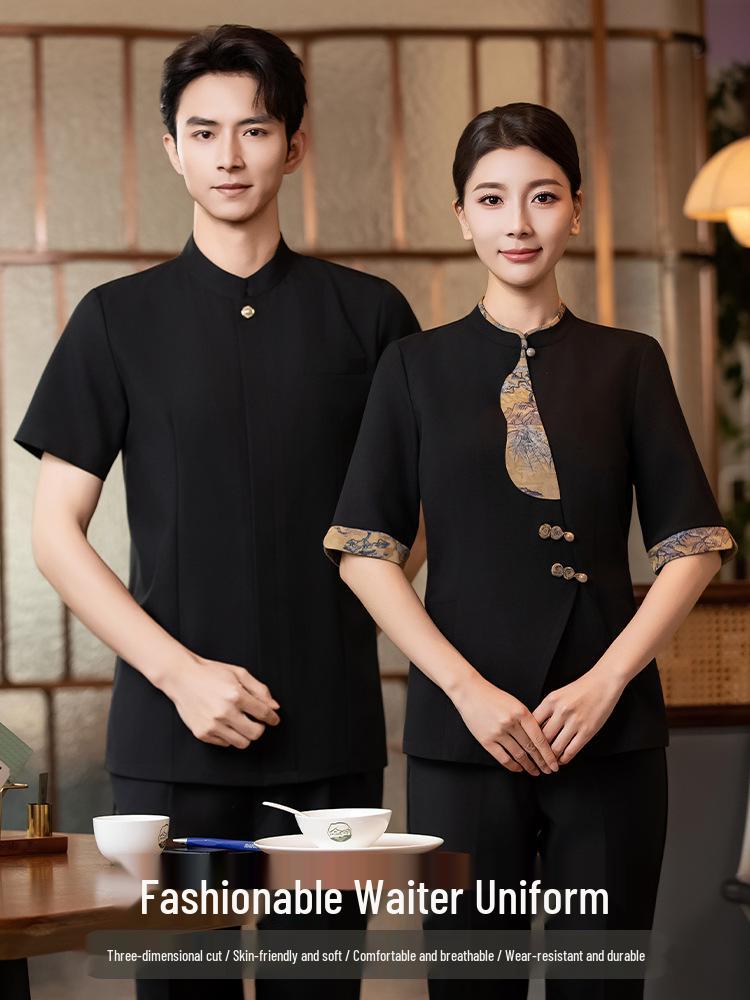 Autumn/Winter Long Sleeve Chinese Restaurant Staff Uniforms for Men and Women