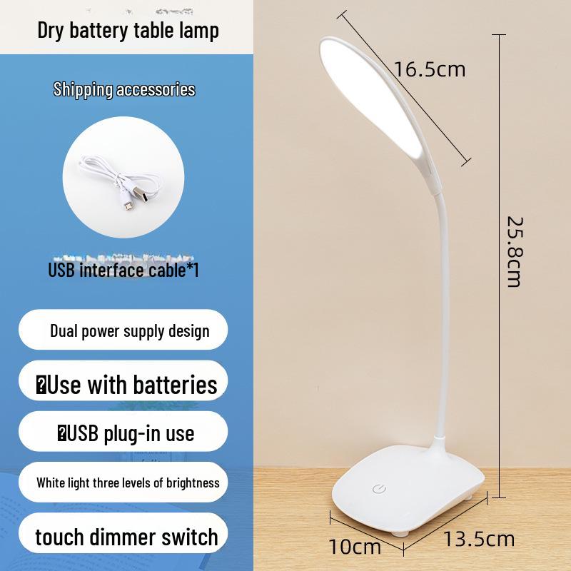 

Portable Foldable Desk Lamp - AA Battery Powered, Touch-Sensitive, Dimmable, for Kids and Teens Dorm Rooms USB and Battery Dual Use