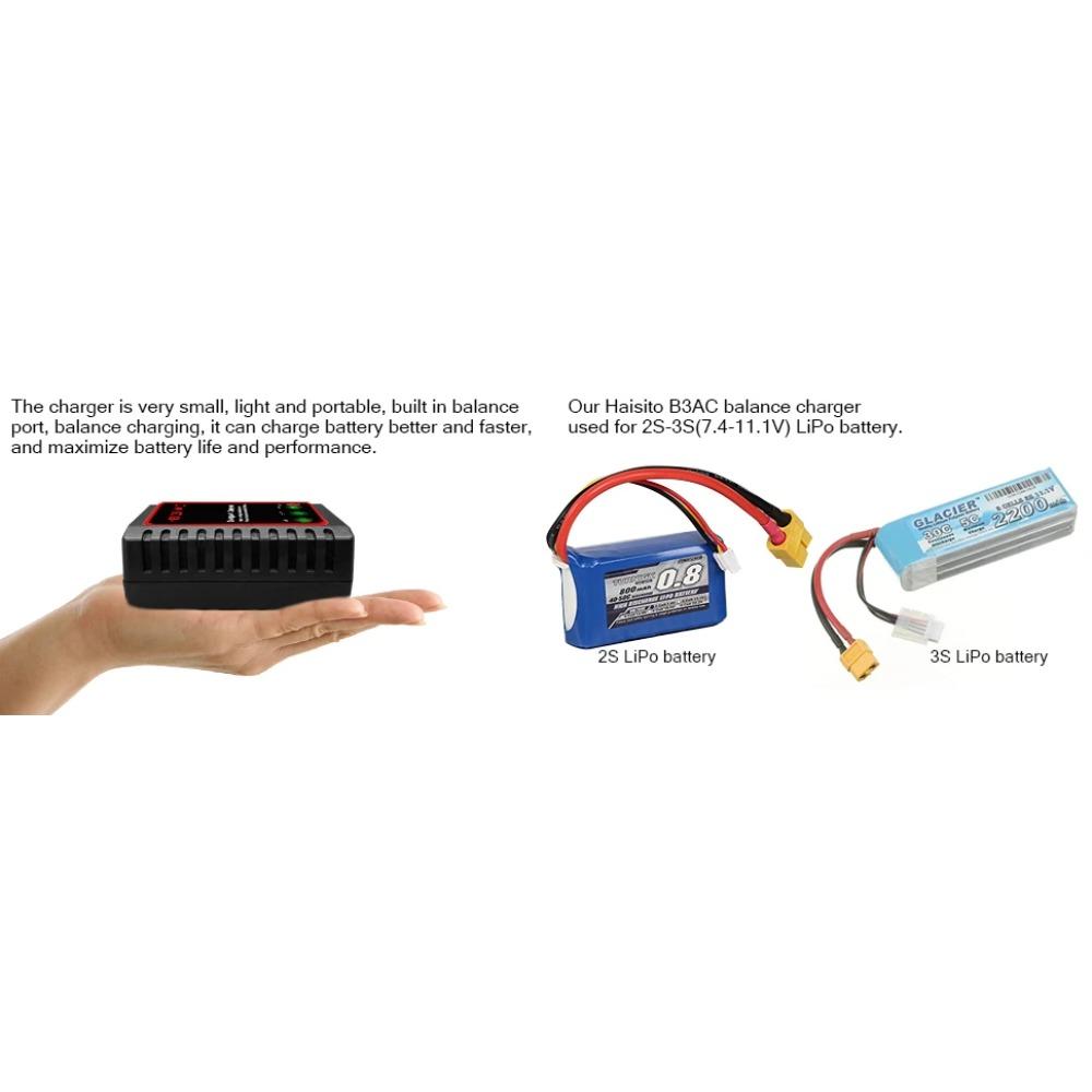 B3AC RC Charger for 2s-3s LiPo Battery Compact Balance Charger 2-3 Cells Lipo Balancing RC Toys