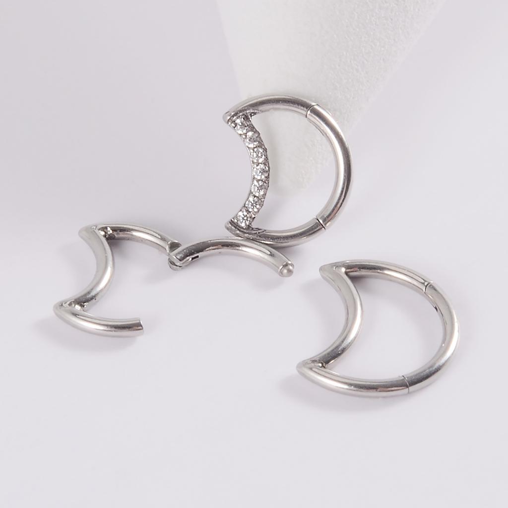 Elegant Nose Rings with Moon Shape for Cartilage Dainty Moon Nose Rings Moon Earrings for Daith Rook Sparkling Ear Rings