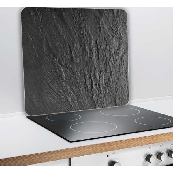 Crédence Cuisine en verre - WENKO - Ardoise - Verre trempé - 50x56 cm - Gris